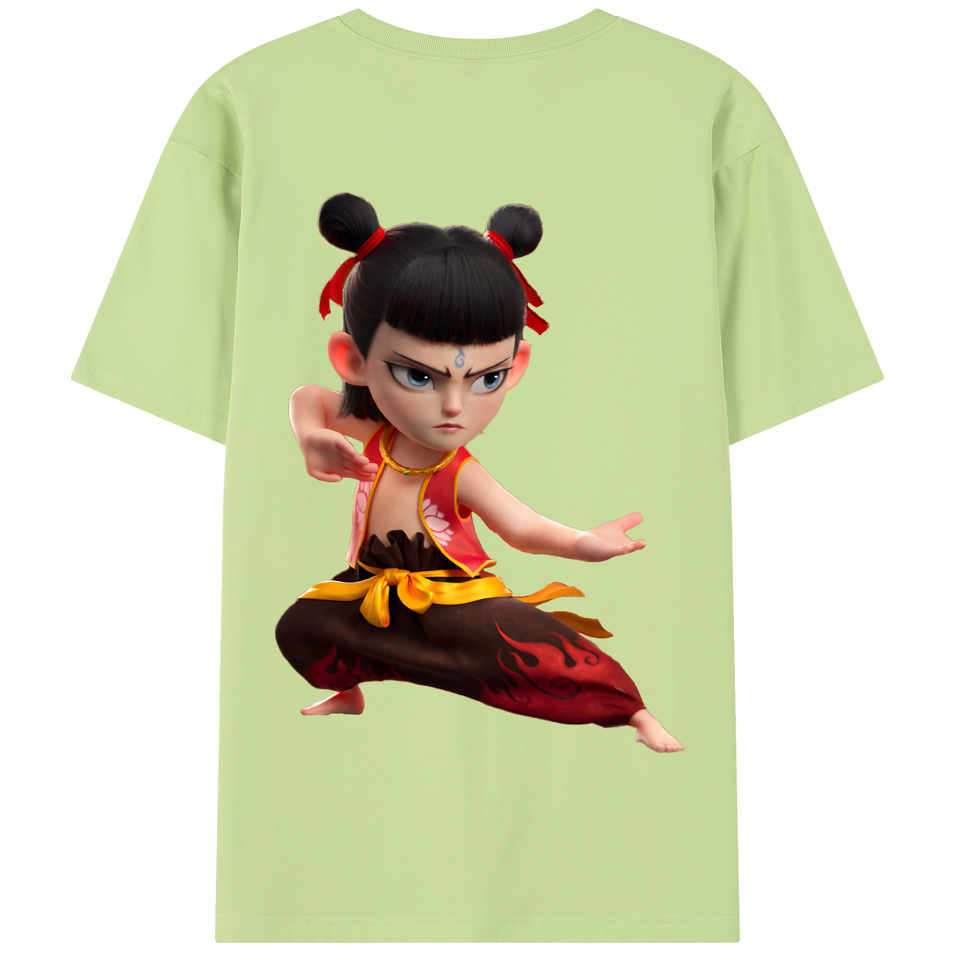 （画像用） Ne Zha 2 ナタ 魔童の大暴れ 綿100％半袖Tシャツ（背面プリント）
